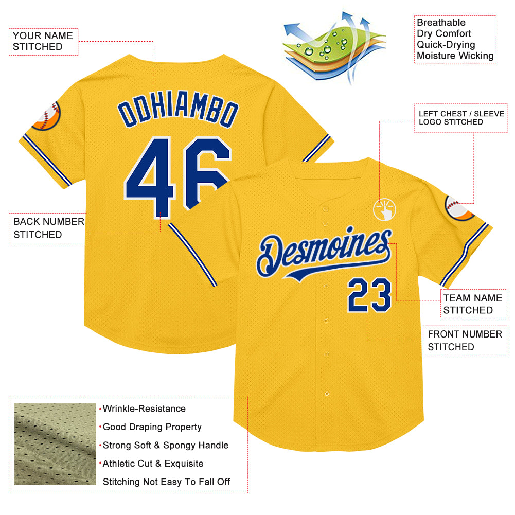 Custom Gold Royal Split Fashion Tribal Pattern Authentic Baseball Jersey main image 1