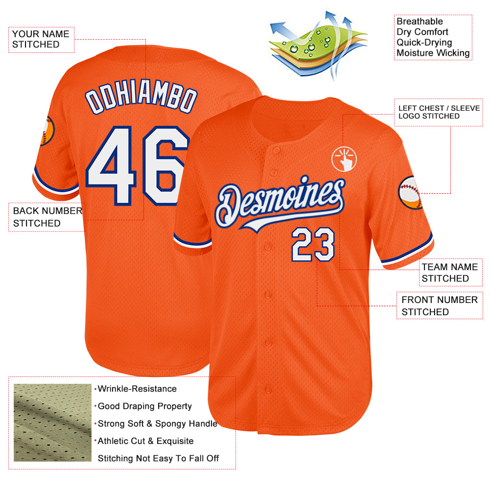 Custom Royal Orange Split Fashion Tribal Pattern Authentic Baseball Jersey