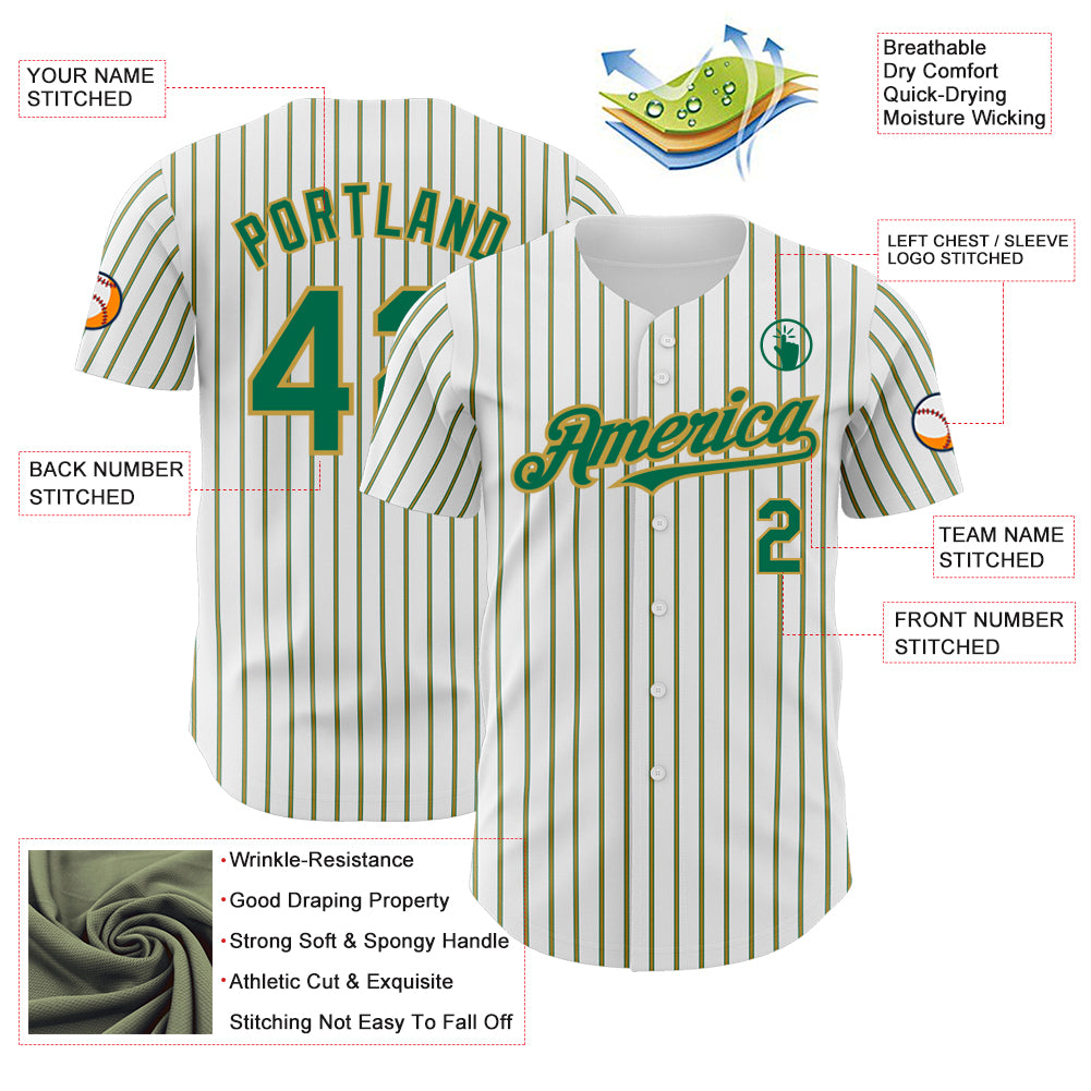 Custom Kelly Green White Personalized Classic Authentic Baseball Jersey main image 0
