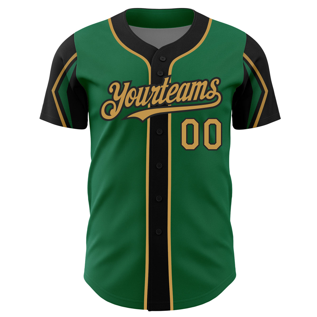 Custom Kelly Green Old Gold-Black 3 Colors Arm Shapes Authentic ...