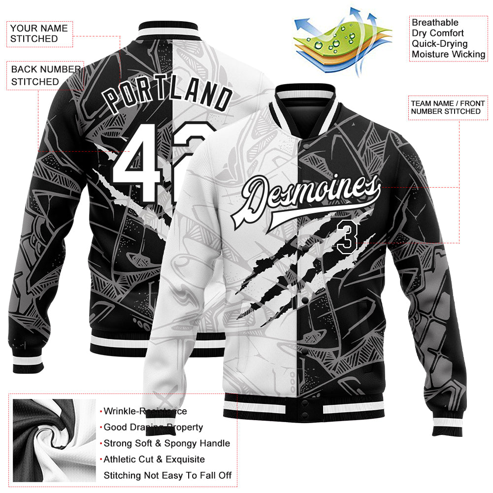 Custom Texas Orange White-Light Brown Maple Leaf Raglan Sleeves Bomber Graffiti Pattern Varsity Jacket main image 1