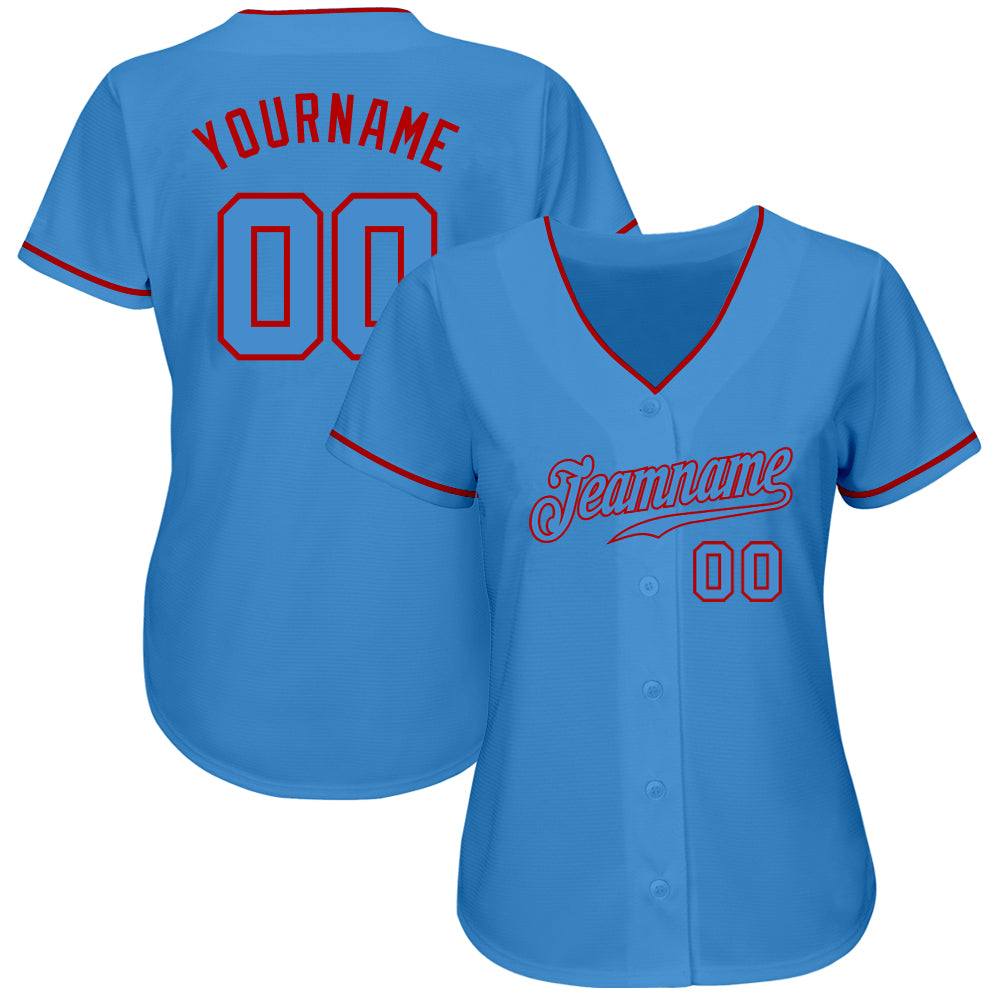 Custom Powder Blue Powder BlueRed Authentic Baseball Jersey Free