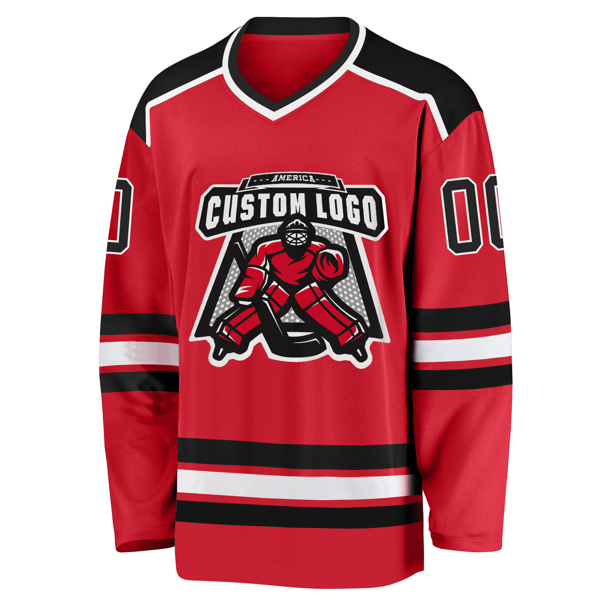 Custom Red Black Solid Colour Hockey Jersey