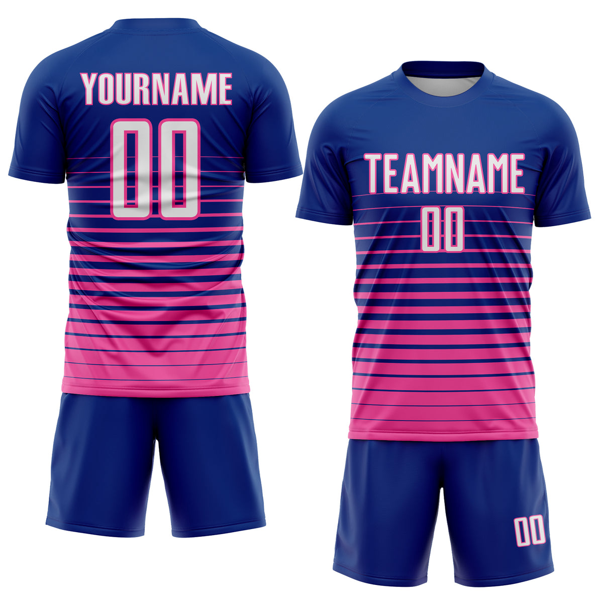 Custom Royal WhitePink Pinstripe Fade Fashion Sublimation Soccer
