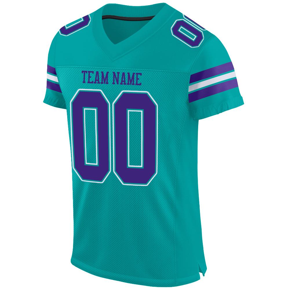 Custom aqua purple-white mesh authentic football jersey with free shipping1
