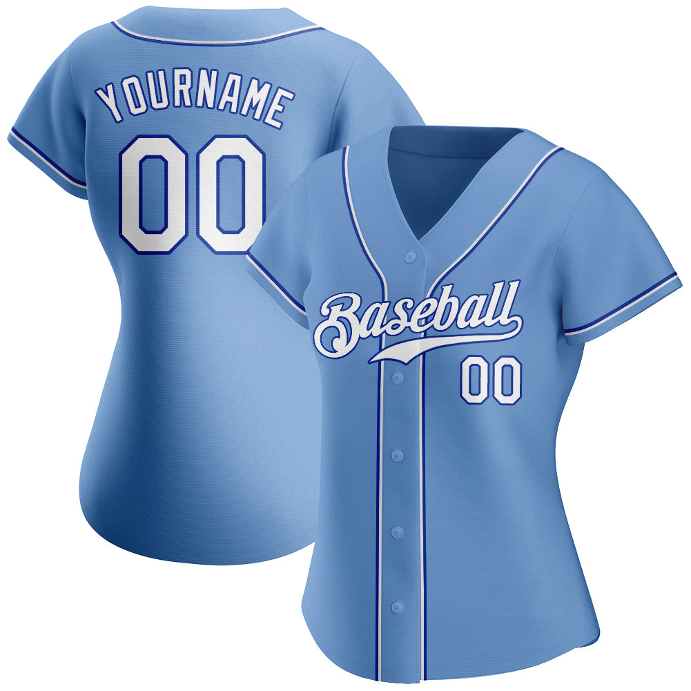 Custom Light Blue WhiteRoyal Authentic Baseball Jersey Free Shipping