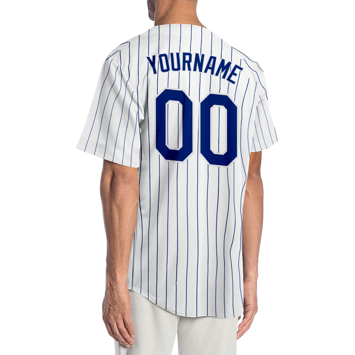 Custom Royal White-Royal Classic Style Authentic Two-Button Baseball Jersey main image 1