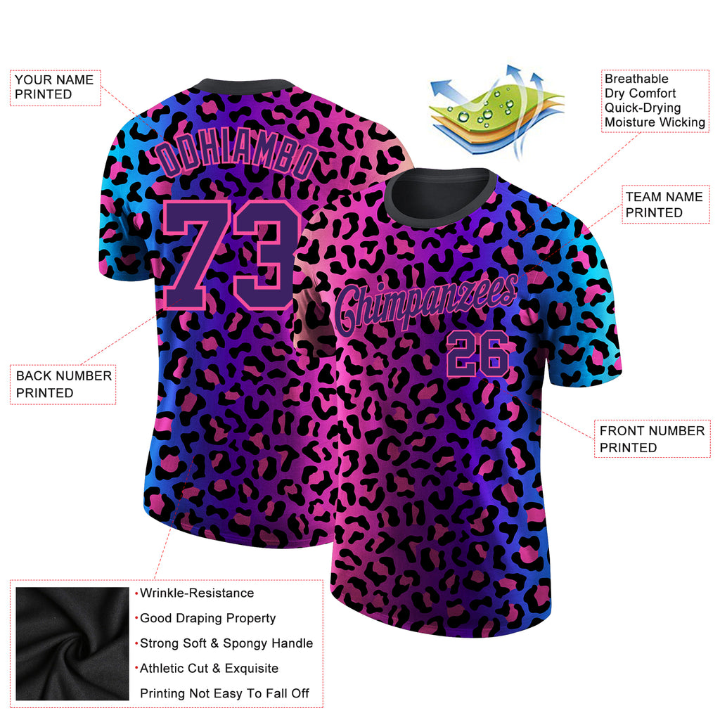 Men's Custom Leopard 3D Pattern Performance T-Shirt