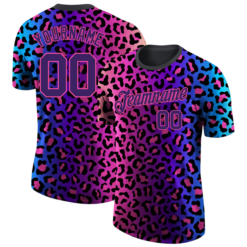 Men's Custom Leopard 3D Pattern Performance T-Shirt
