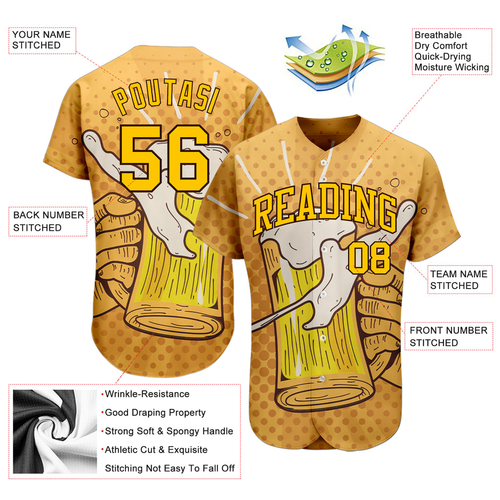 Custom 3D Pattern Design Let's Drink Authentic Baseball Jersey with Free Shipping4