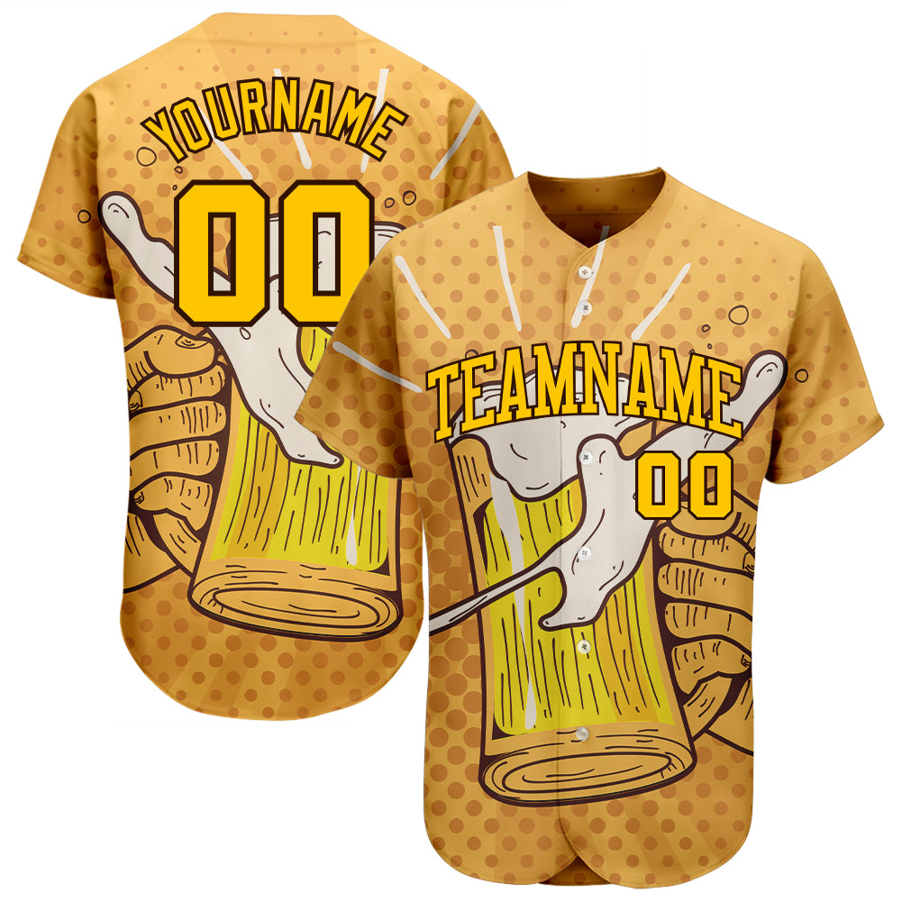 Custom 3D Pattern Design Let's Drink Authentic Baseball Jersey with Free Shipping3