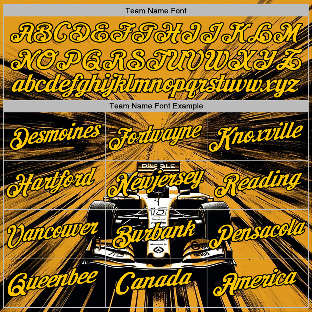 Custom Yellow Black-White 3D Pattern Design Formula Auto Car Racing Motorsport Sports Pullover Sweatshirt Hoodie