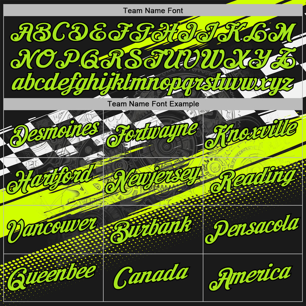 Custom Black Neon Green-White 3D Pattern Design Formula Auto Car Racing Motorsport Sports Pullover Sweatshirt Hoodie