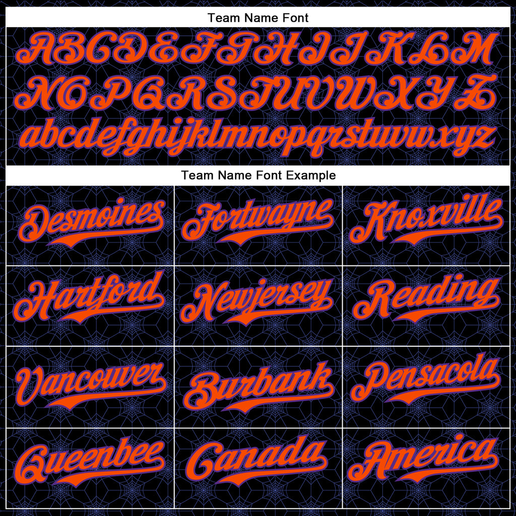 Custom Black Orange-Purple 3D Halloween Spider Net Party Costume Ideas Authentic Baseball Jersey