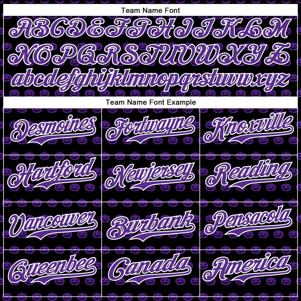 Custom Black Purple-White 3D Halloween Pumpkin Party Costume Ideas Authentic Baseball Jersey