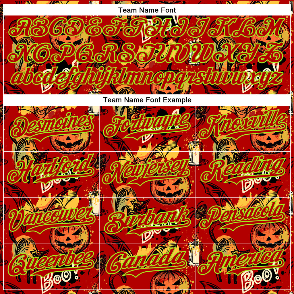 Custom Red Neon Green 3D Halloween Pumpkin Doodle Party Costume Ideas Authentic Baseball Jersey