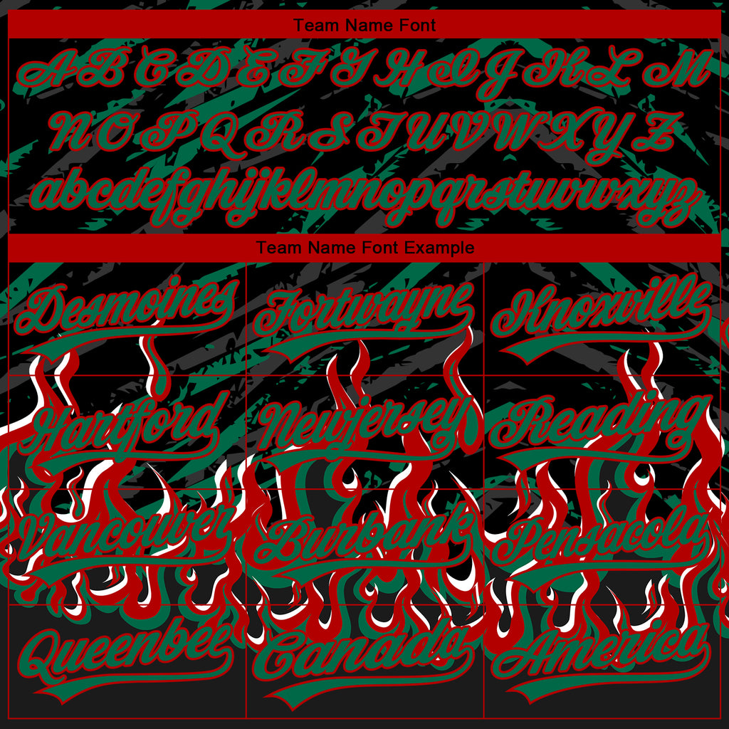 Custom Stitched Black Kelly Green Red-White 3D Pattern Design Flame Sports Pullover Sweatshirt Hoodie