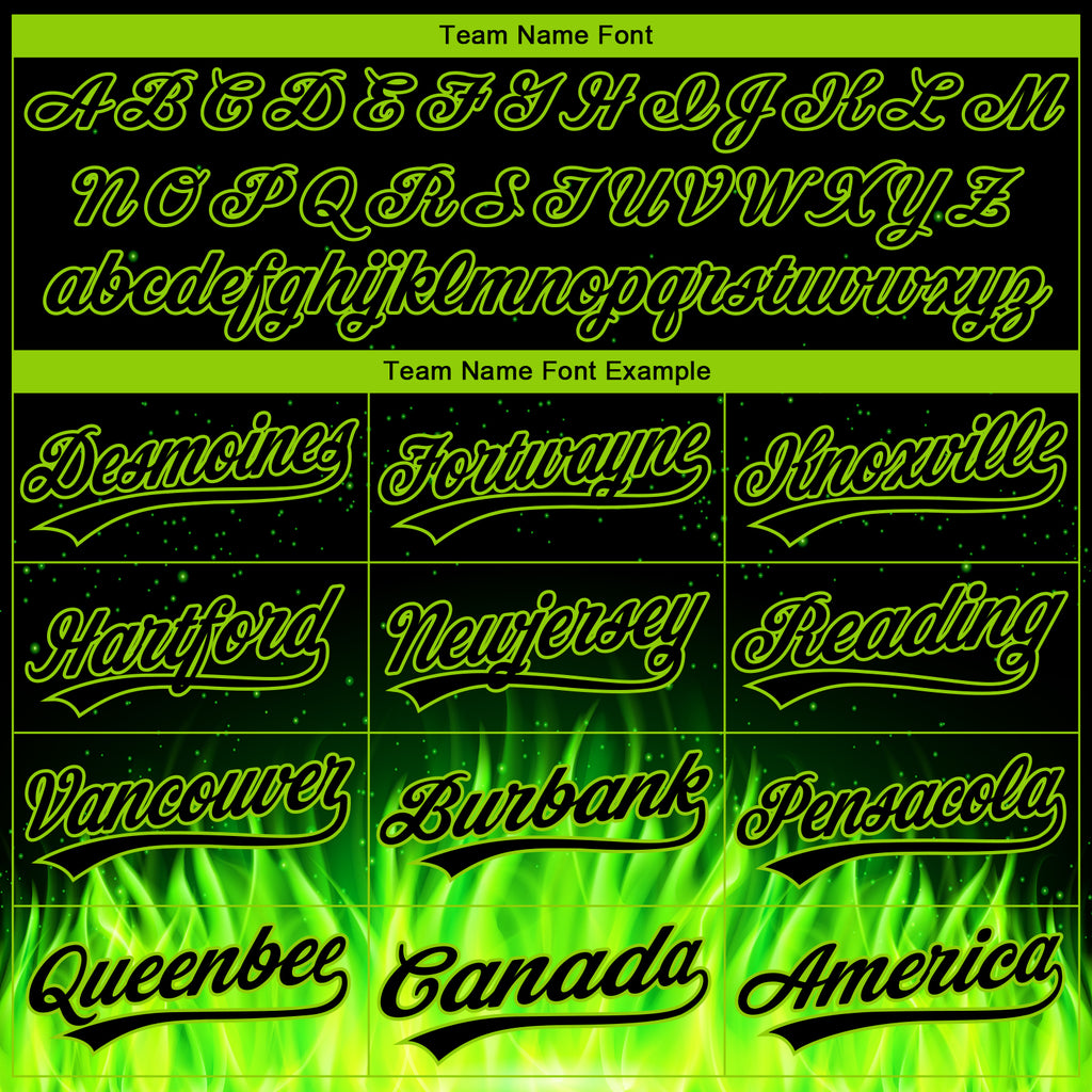 Custom Stitched Black Neon Green 3D Pattern Design Flame Sports Pullover Sweatshirt Hoodie