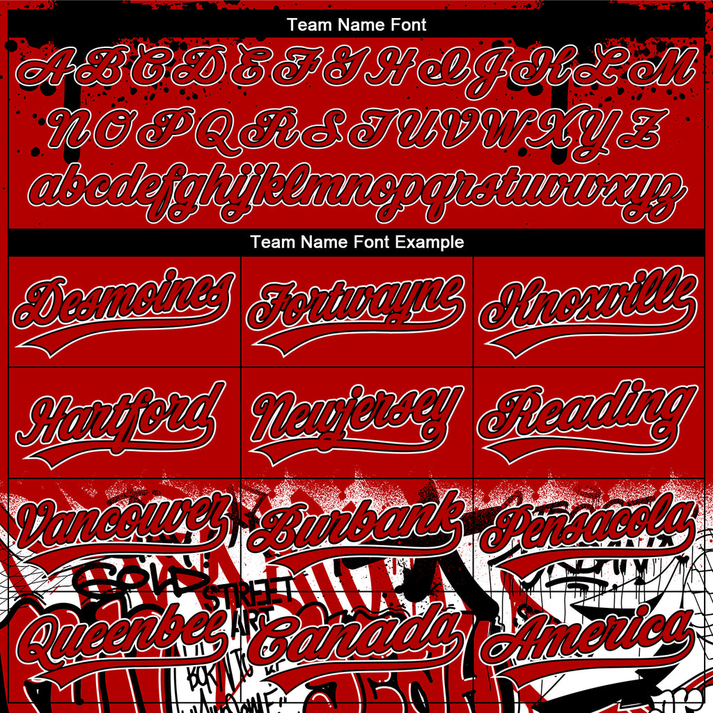 Custom Stitched Red Black-White 3D Graffiti Splash Street Art Sports Pullover Sweatshirt Hoodie