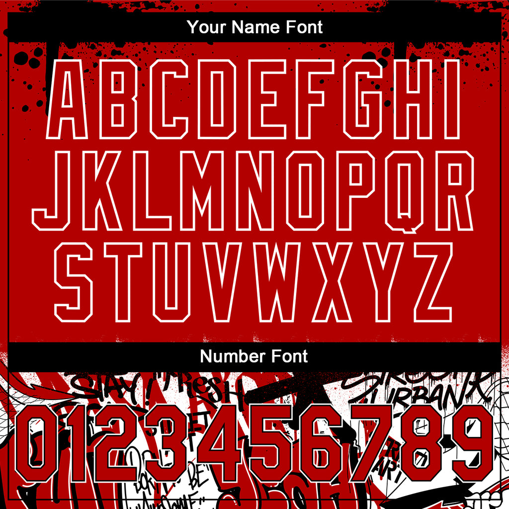 Custom Stitched Red Black-White 3D Graffiti Splash Street Art Sports Pullover Sweatshirt Hoodie