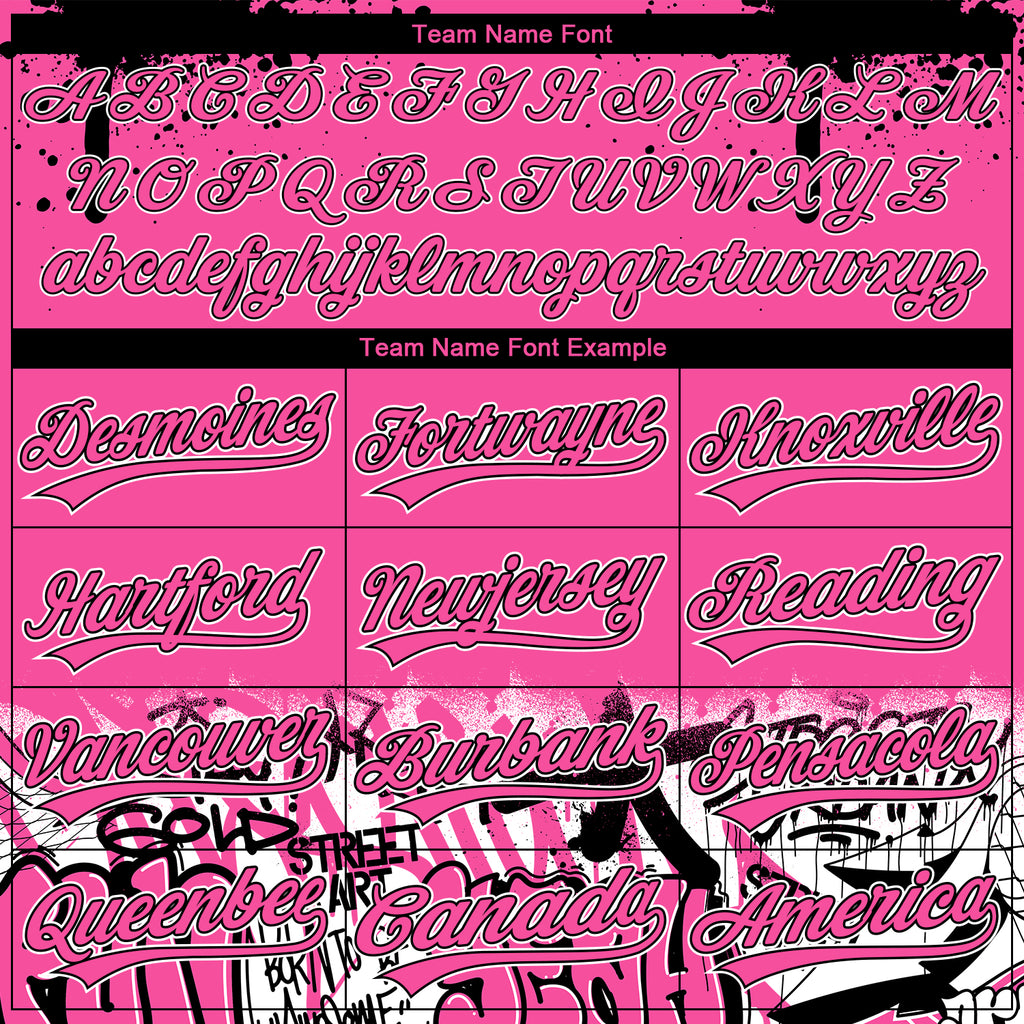 Custom Stitched Pink Black-White 3D Graffiti Splash Street Art Sports Pullover Sweatshirt Hoodie