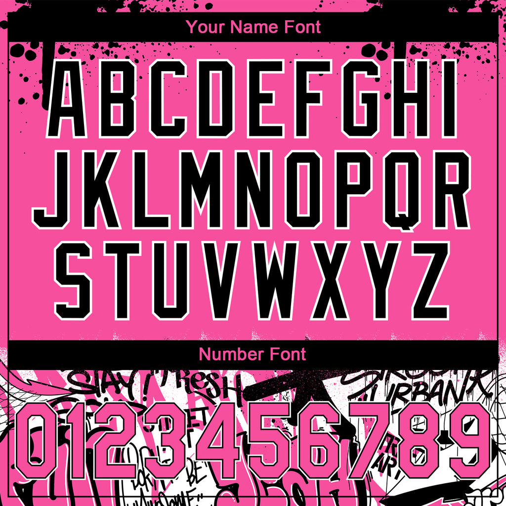 Custom Stitched Pink Black-White 3D Graffiti Splash Street Art Sports Pullover Sweatshirt Hoodie