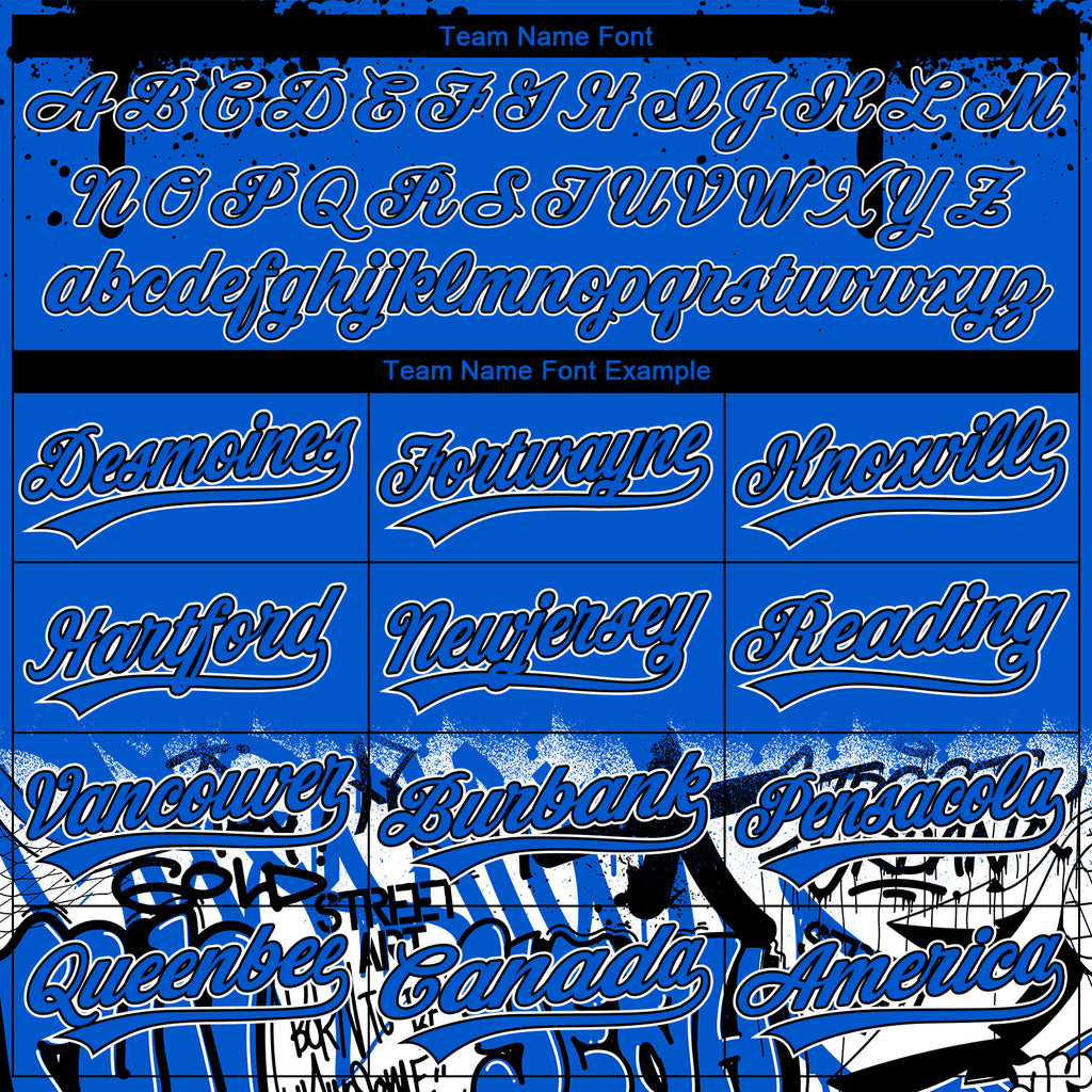 Custom Stitched Thunder Blue Black-White 3D Graffiti Splash Street Art Sports Pullover Sweatshirt Hoodie