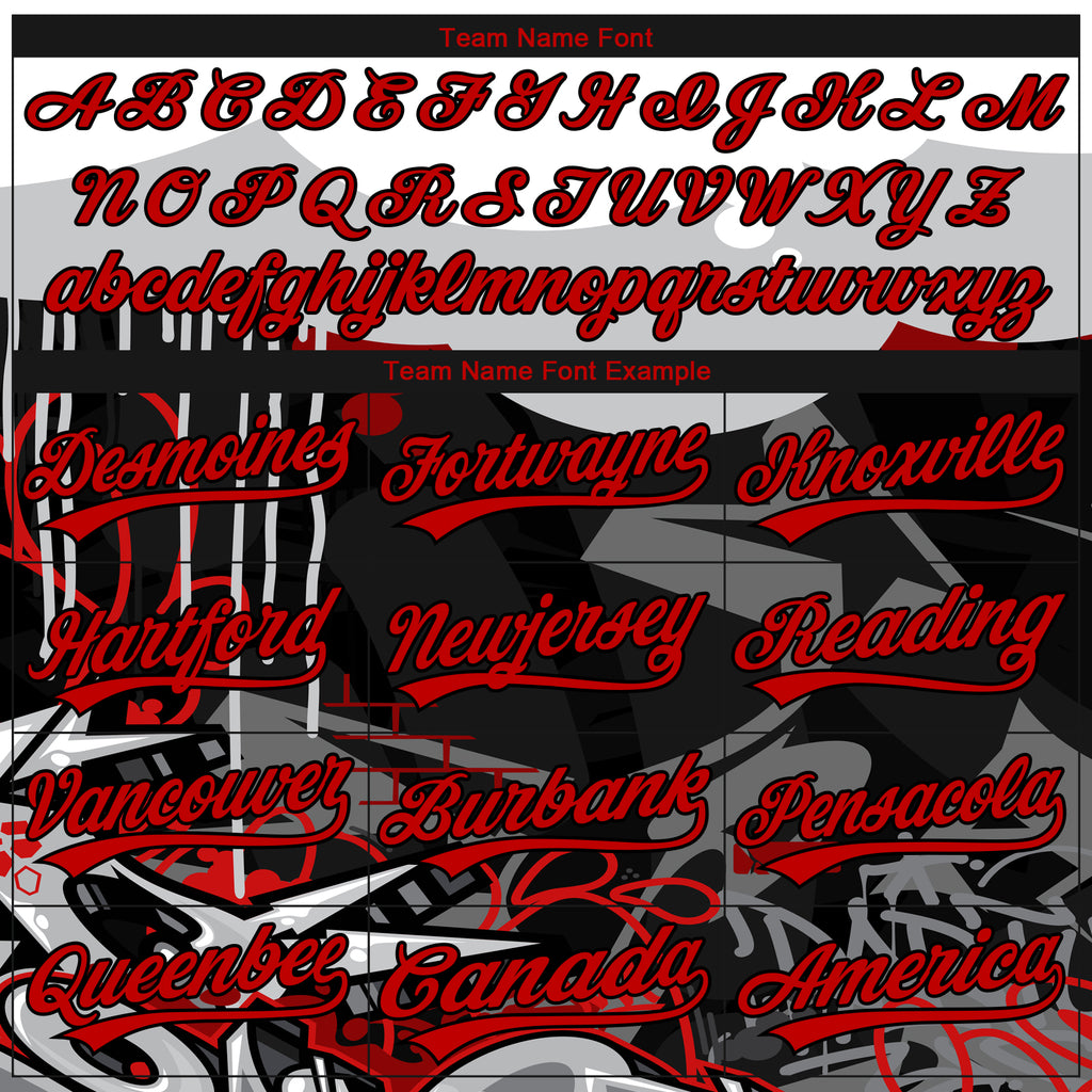 Custom Stitched Black Red Gray-White 3D Graffiti Splash Street Art Sports Pullover Sweatshirt Hoodie