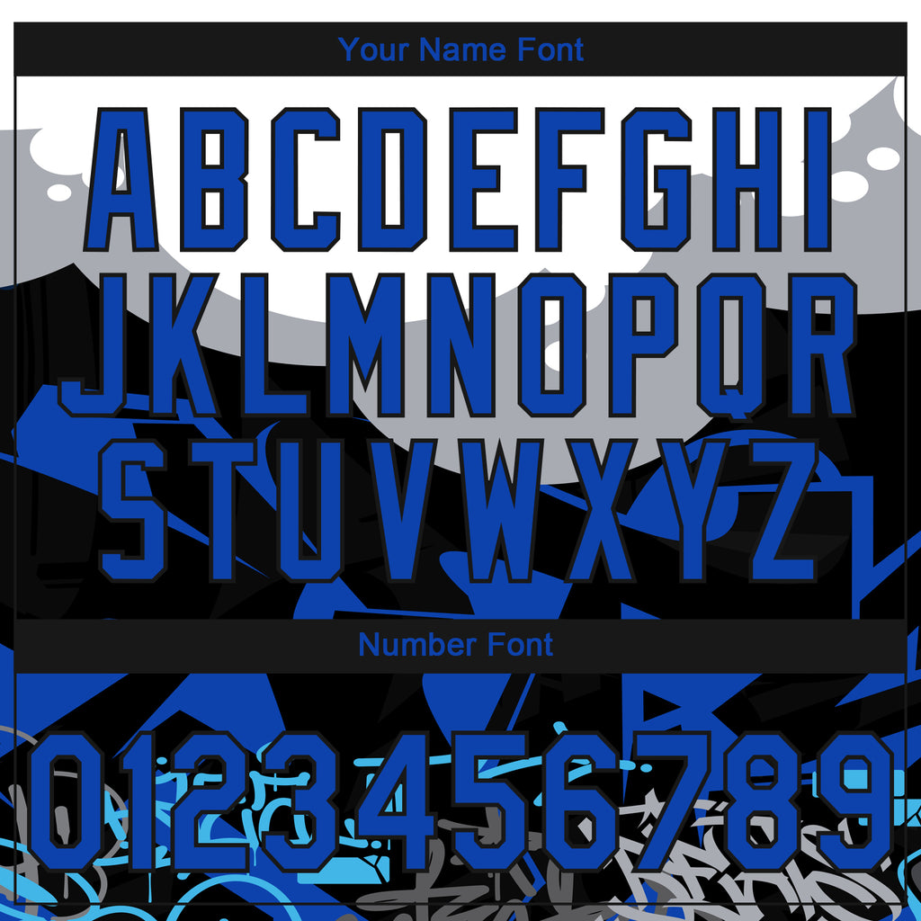 Custom Stitched Black Thunder Blue Gray-White 3D Graffiti Splash Street Art Sports Pullover Sweatshirt Hoodie