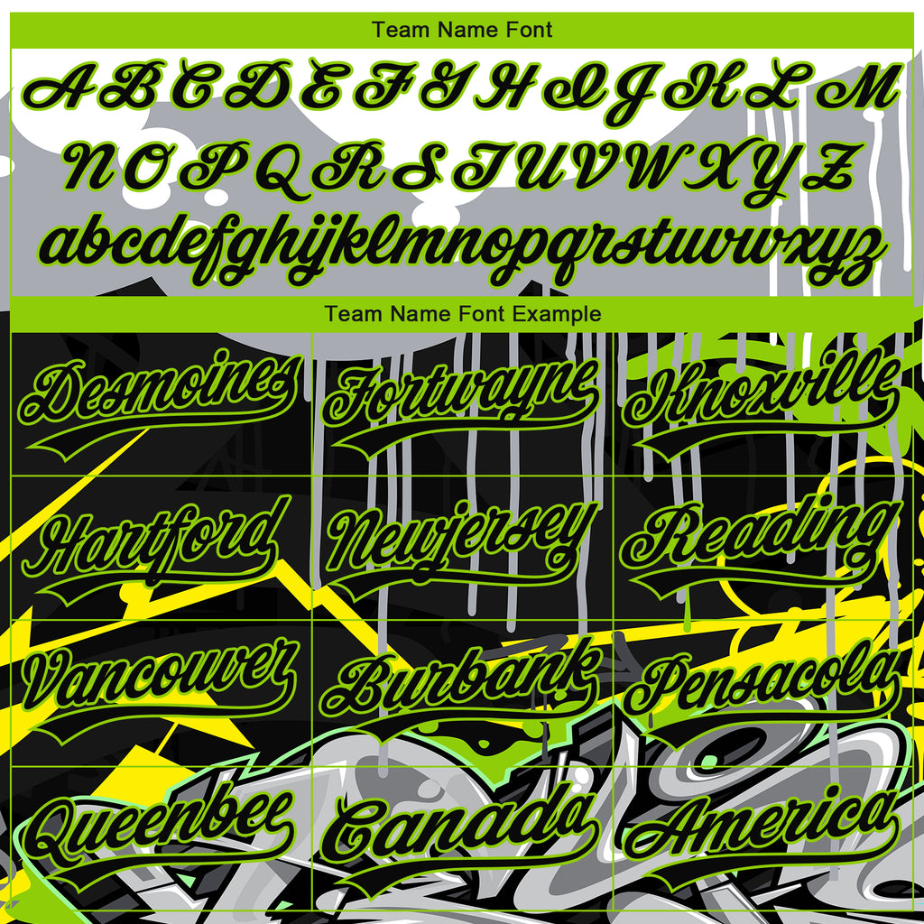 Custom Stitched Black Gray Neon Green Yellow-White 3D Graffiti Splash Street Art Sports Pullover Sweatshirt Hoodie