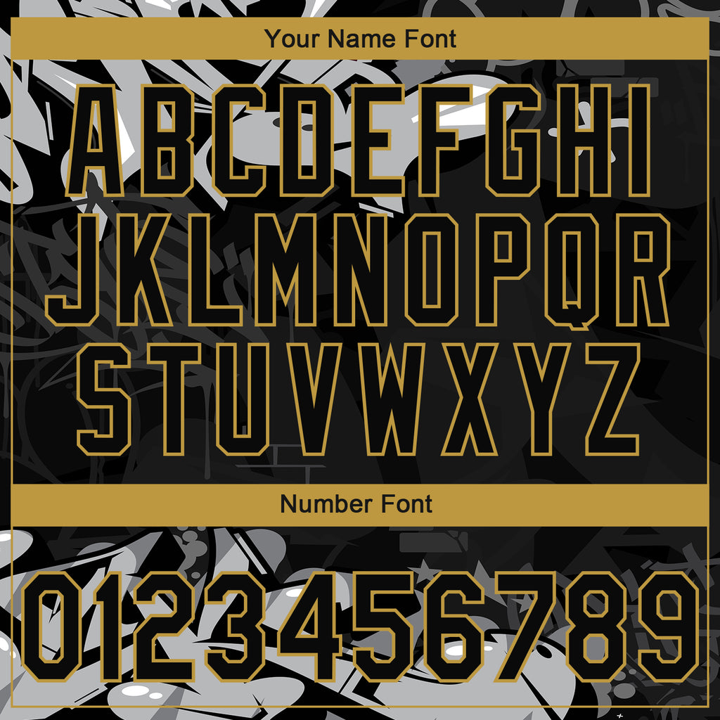 Custom Stitched Black Gray Old Gold-White 3D Graffiti Splash Street Art Sports Pullover Sweatshirt Hoodie