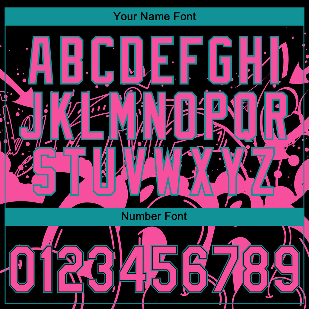 Custom Stitched Black Pink-Teal 3D Graffiti Splash Street Art Sports Pullover Sweatshirt Hoodie