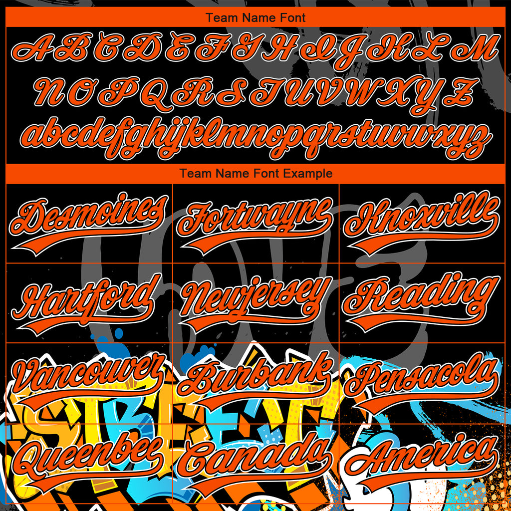 Custom Stitched Black Orange Gray-White 3D Graffiti Splash Street Art Sports Pullover Sweatshirt Hoodie