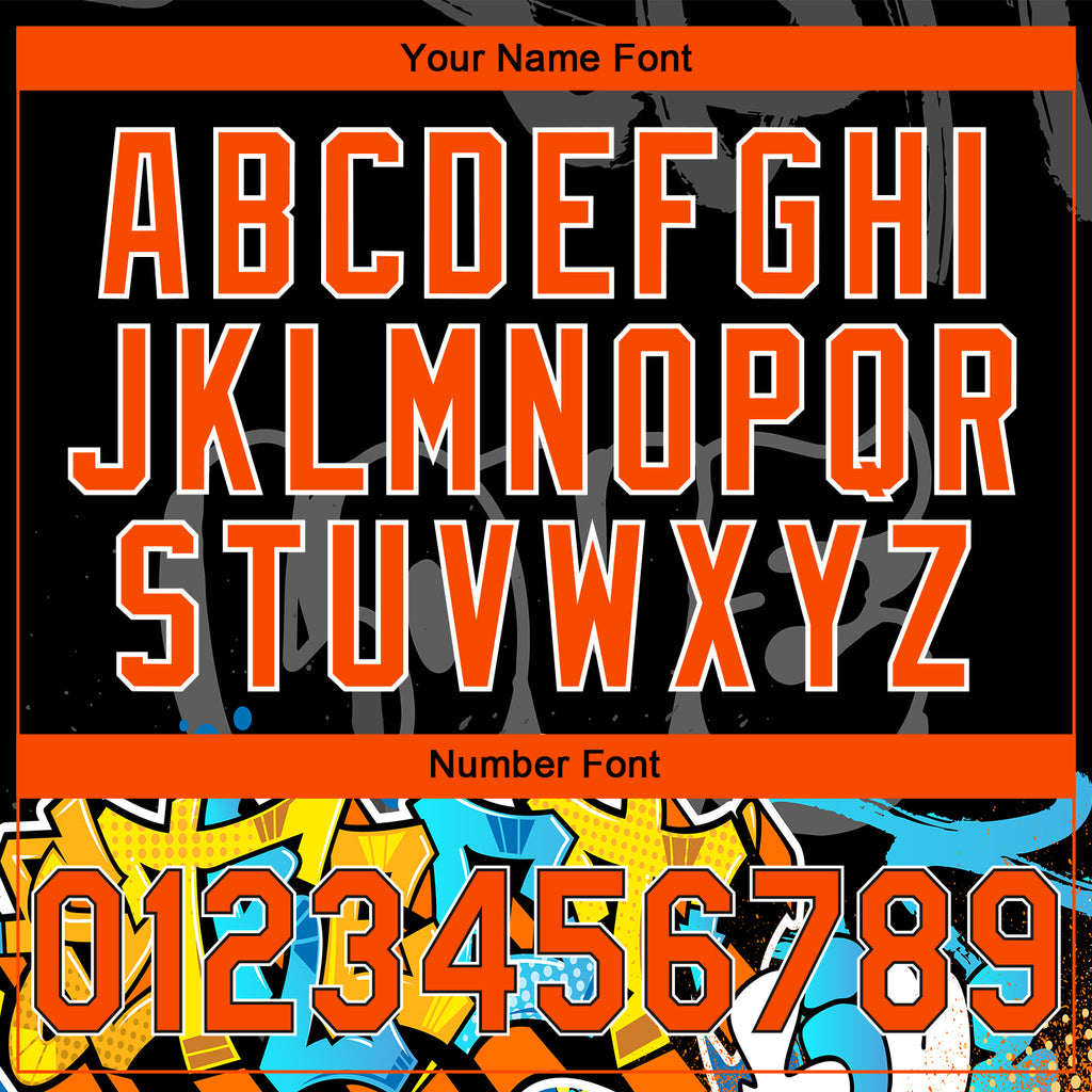 Custom Stitched Black Orange Gray-White 3D Graffiti Splash Street Art Sports Pullover Sweatshirt Hoodie