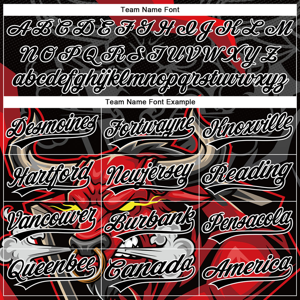 Custom Stitched Black Gray Red-White 3D Pattern Design Animal Bull Sports Pullover Sweatshirt Hoodie