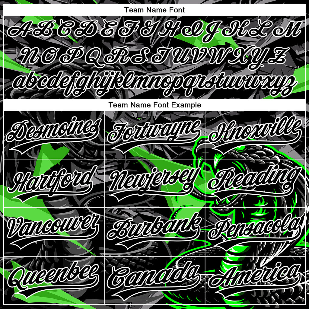 Custom Stitched Black Gray Green-White 3D Pattern Design Animal Snake Sports Pullover Sweatshirt Hoodie