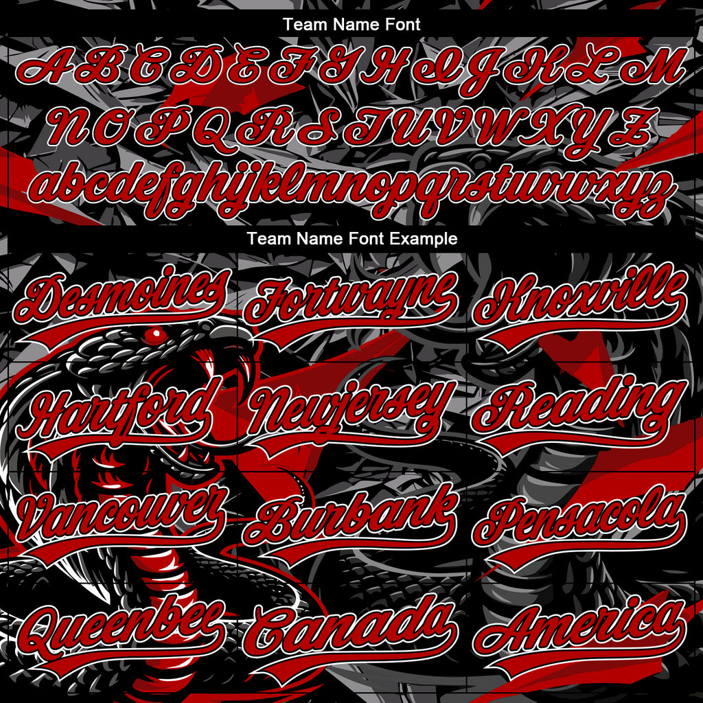 Custom Stitched Black Red Gray-White 3D Pattern Design Animal Snake Sports Pullover Sweatshirt Hoodie