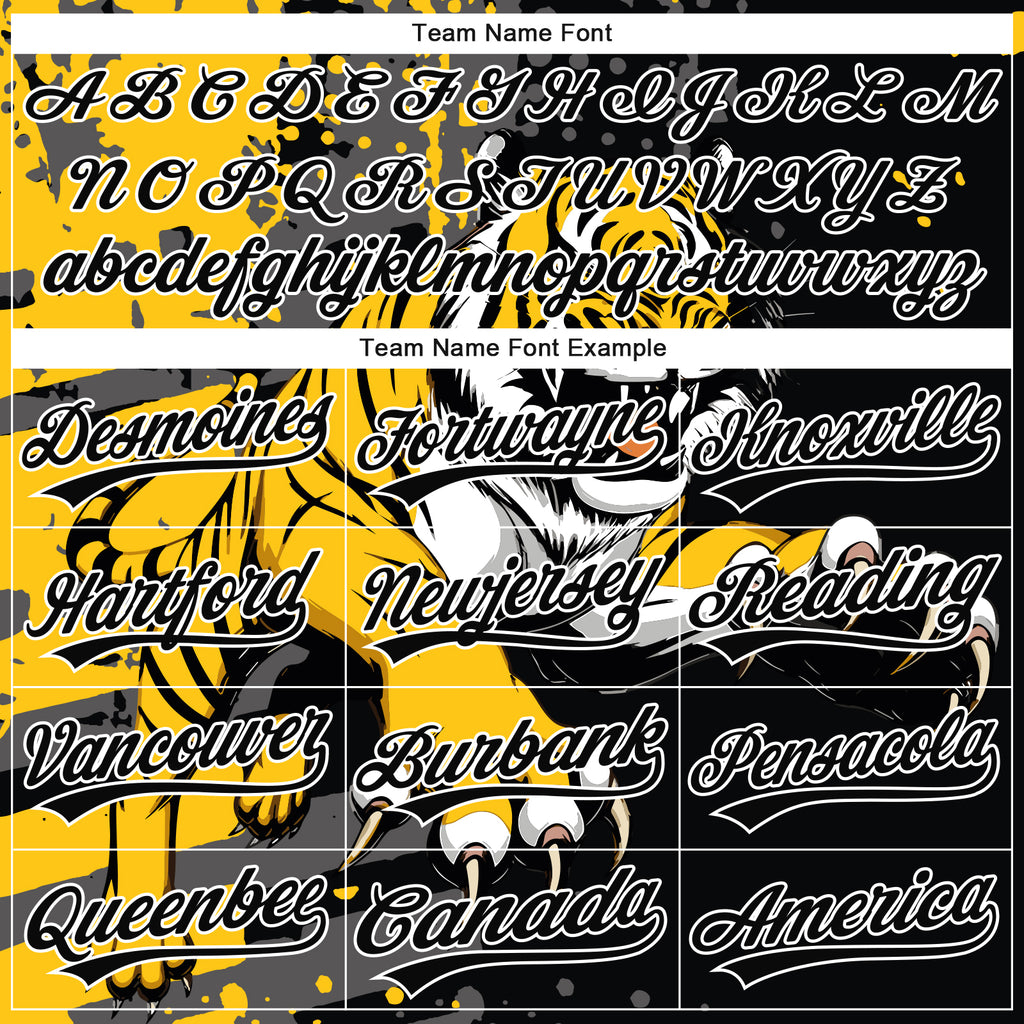Custom Stitched Black Yellow Gray-White 3D Pattern Design Animal Tiger Sports Pullover Sweatshirt Hoodie