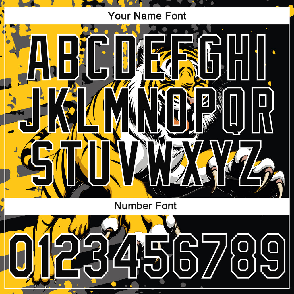 Custom Stitched Black Yellow Gray-White 3D Pattern Design Animal Tiger Sports Pullover Sweatshirt Hoodie