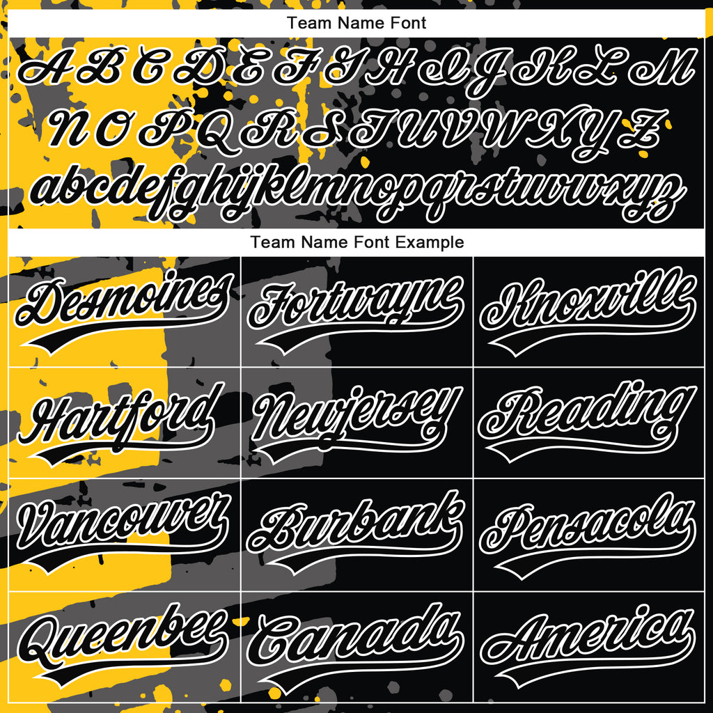 Custom Stitched Black Yellow Gray-White 3D Pattern Design Splash Sports Pullover Sweatshirt Hoodie