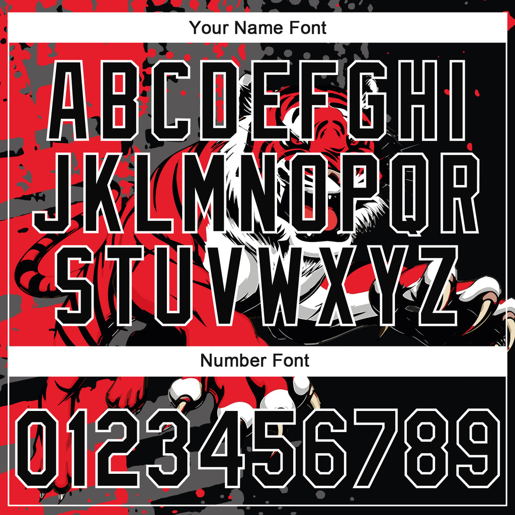 Custom Stitched Black Red Gray-White 3D Pattern Design Animal Tiger Sports Pullover Sweatshirt Hoodie