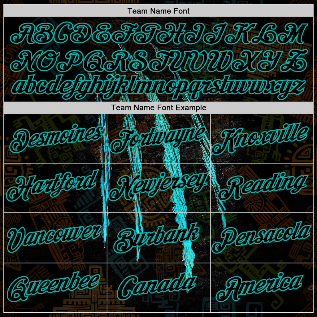 Custom Black Aqua 3D Pattern Design Scratch Tribal Sportswear Pullover Sweatshirt Hoodie