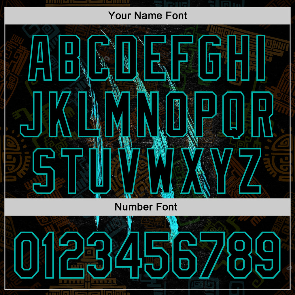 Custom Black Aqua 3D Pattern Design Scratch Tribal Sportswear Pullover Sweatshirt Hoodie