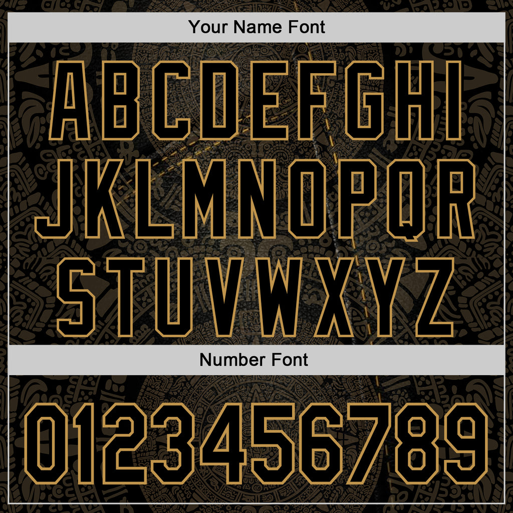 Custom Black Old Gold 3D Pattern Design Ethnic Tribal Sportswear Pullover Sweatshirt Hoodie