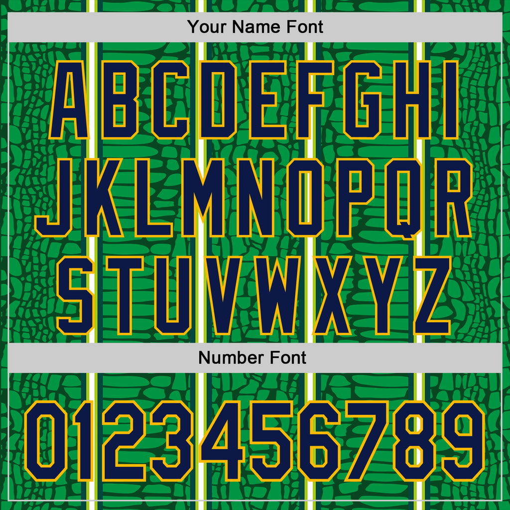 Custom Stitched Green Navy-Gold 3D Pattern Design Crocodile Skin Print Sportswear Pullover Sweatshirt Hoodie