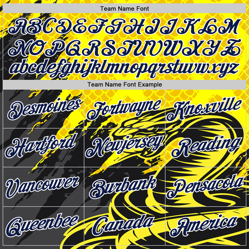 Custom Stitched Yellow Navy Black-White 3D Pattern Design Snake Skin Print Sportswear Pullover Sweatshirt Hoodie