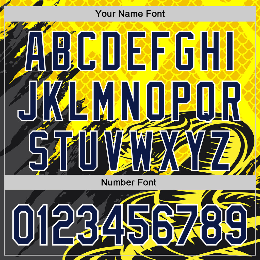 Custom Stitched Yellow Navy Black-White 3D Pattern Design Snake Skin Print Sportswear Pullover Sweatshirt Hoodie