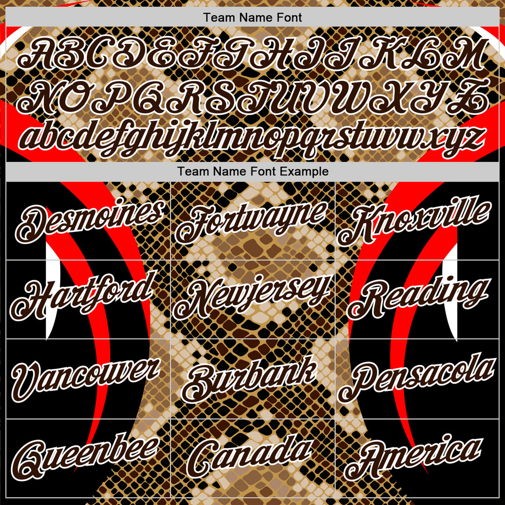 Custom Stitched Old Gold Brown Black Red-White 3D Pattern Design Snake Skin Print Sportswear Pullover Sweatshirt Hoodie