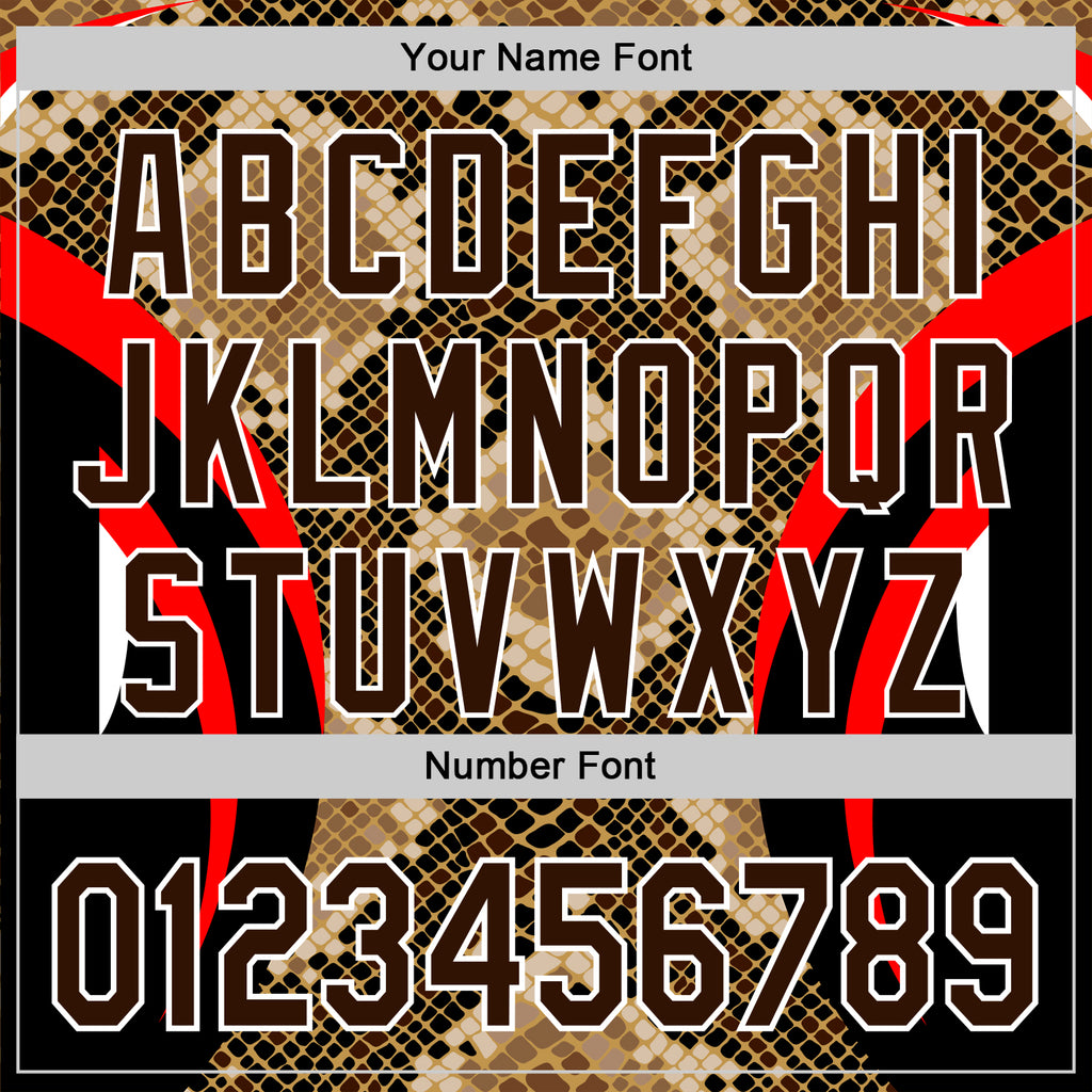 Custom Stitched Old Gold Brown Black Red-White 3D Pattern Design Snake Skin Print Sportswear Pullover Sweatshirt Hoodie