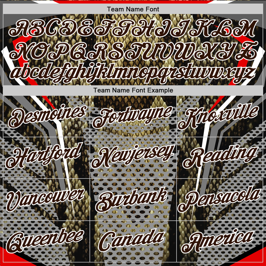 Custom Stitched Black Brown Red-White 3D Pattern Design Snake Skin Print Sportswear Pullover Sweatshirt Hoodie